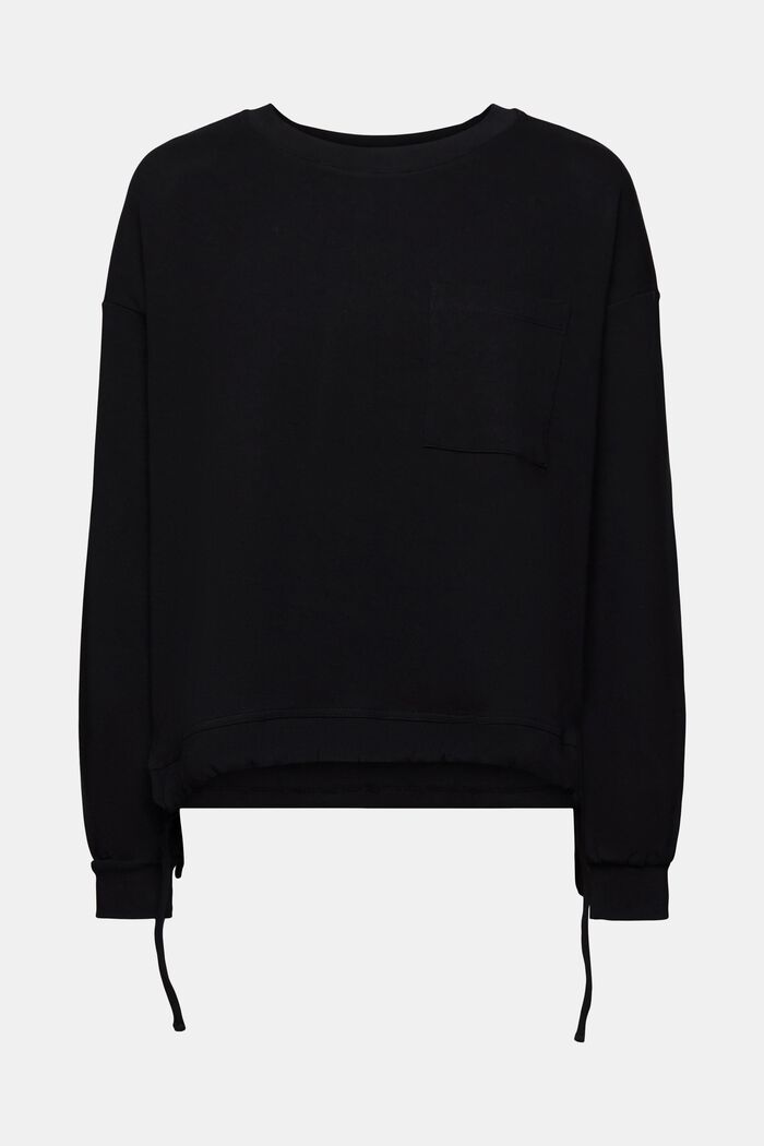 Sweatshirt met tunnelkoord in de zoom, BLACK, detail image number 7