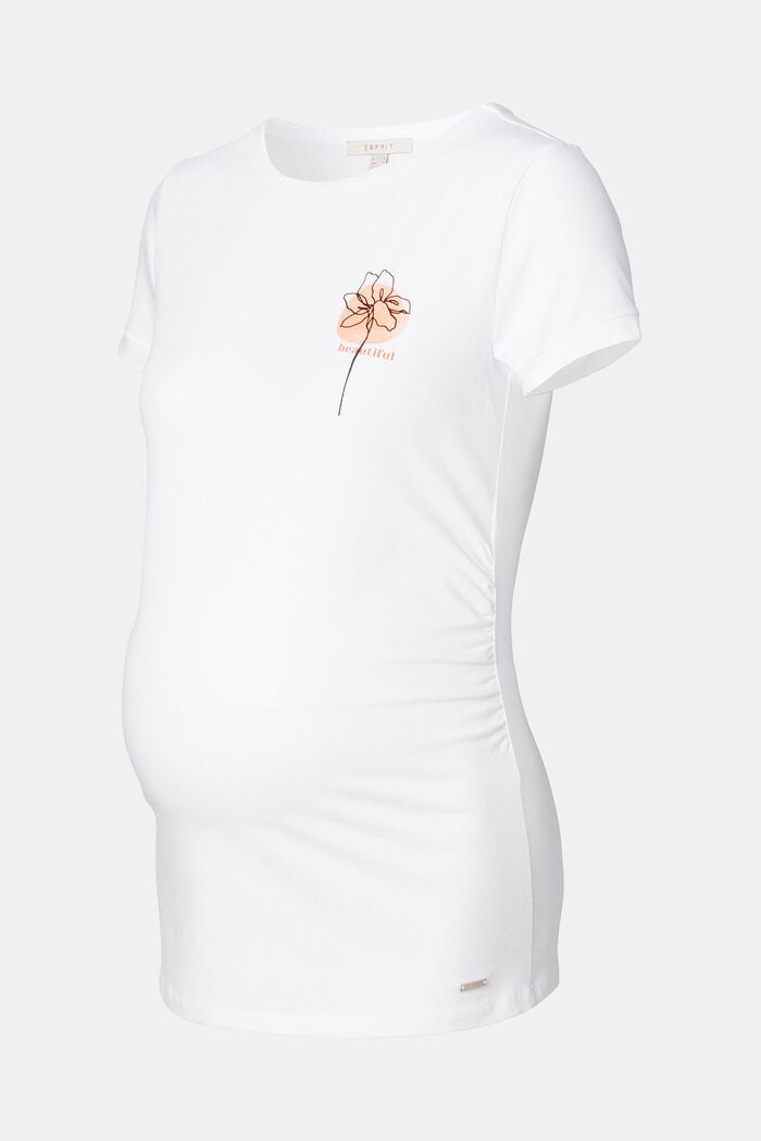 T-shirt met bloemenprint, biologisch katoen, BRIGHT WHITE, detail image number 0