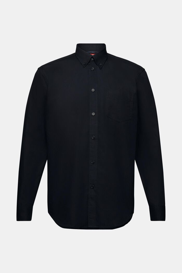 Chemise à col boutonné en popeline, 100 % coton, BLACK, detail image number 6