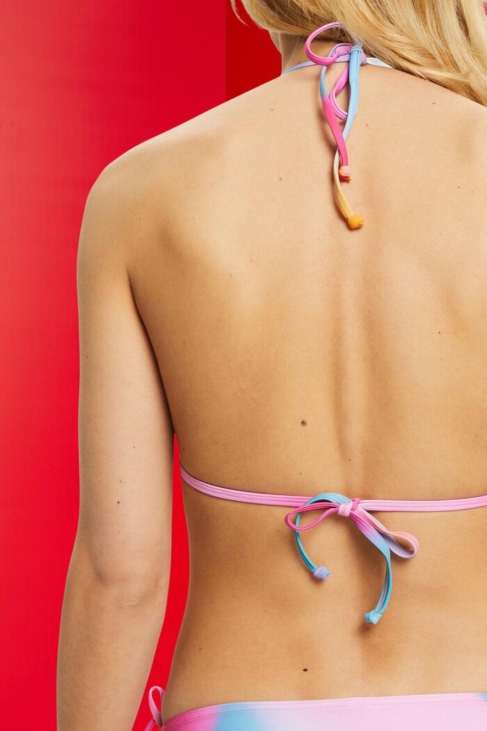 Haut de bikini triangle rembourré à motif tie dye, PINK, detail image number 3