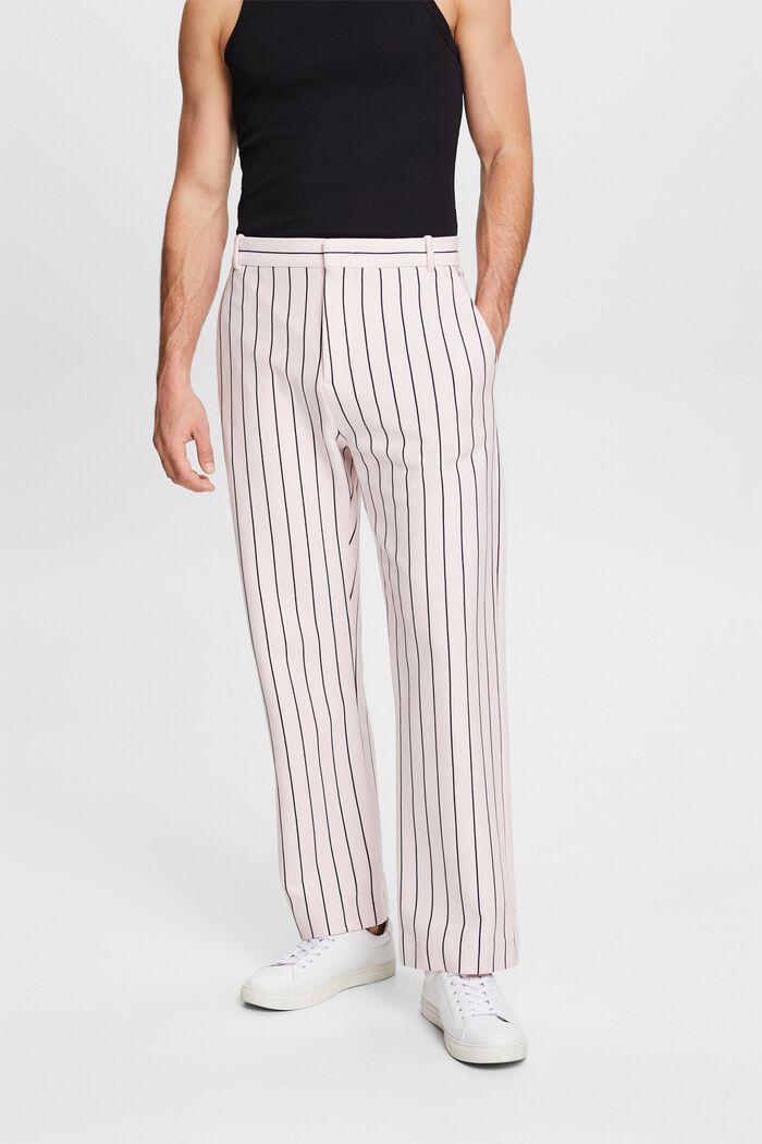 Pantalon van katoen-piqué met krijtstrepen, LIGHT PINK, detail image number 0