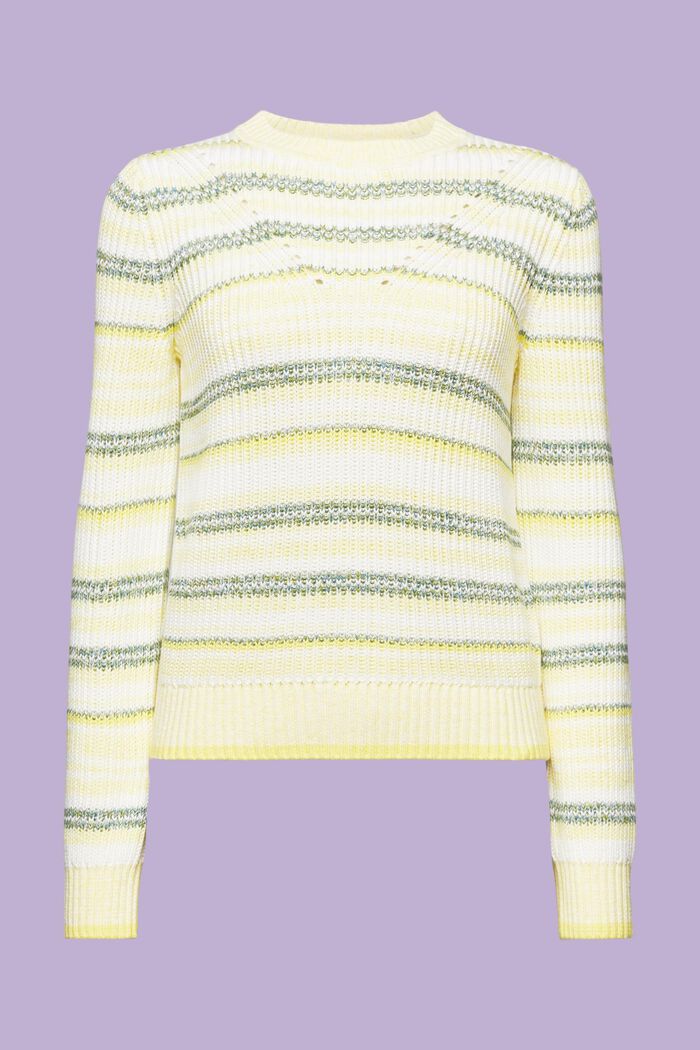 Pull-over rayé à col rond, PASTEL YELLOW, detail image number 6