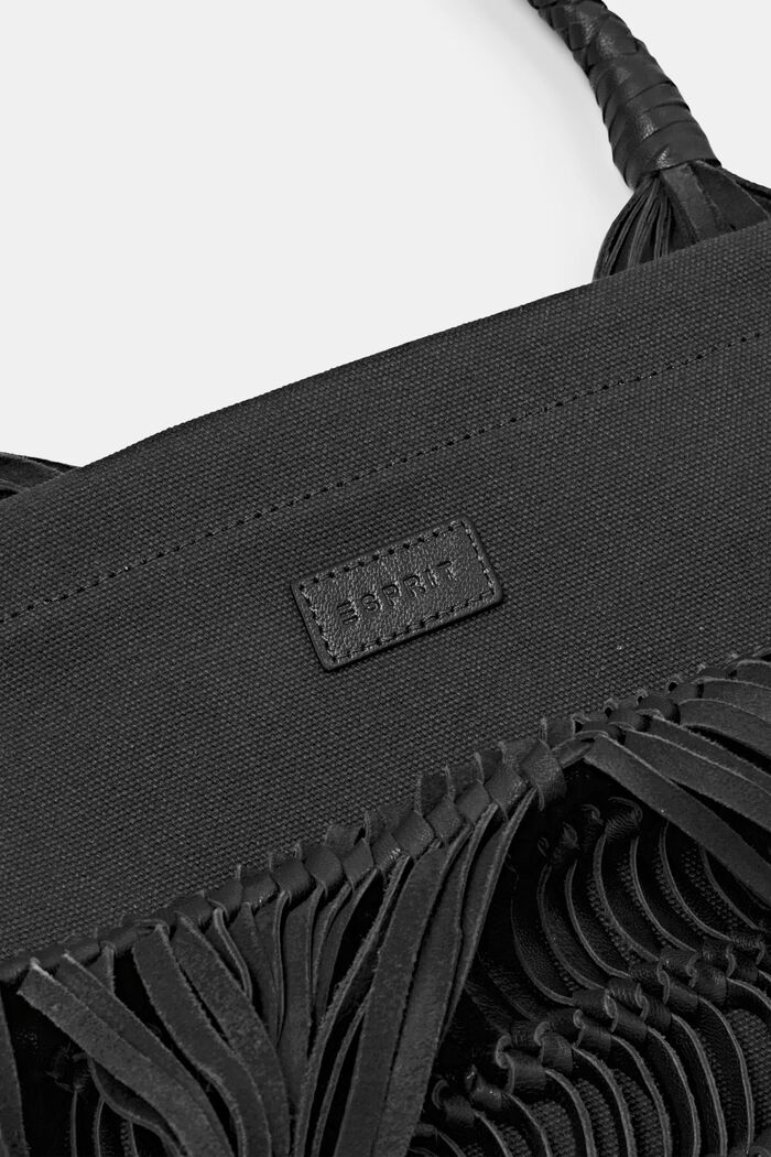 Cabas en cuir au design noué, BLACK, detail image number 1