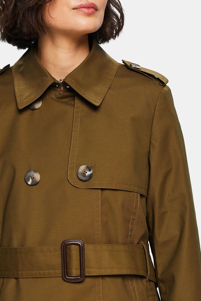 Korte double-breasted trenchcoat, KHAKI GREEN, detail image number 2