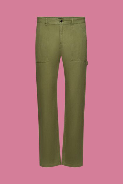 Pantalon de style cargo en coton, OLIVE, overview
