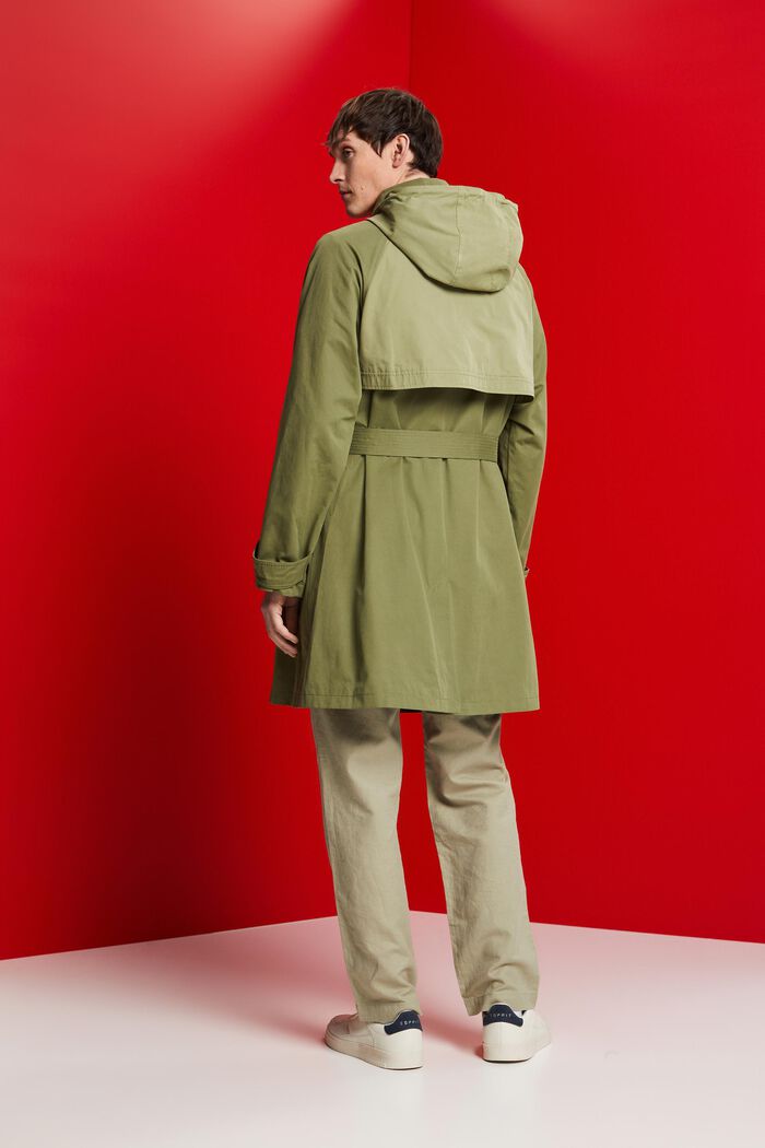 Trench-coat court à capuche, OLIVE, detail image number 3