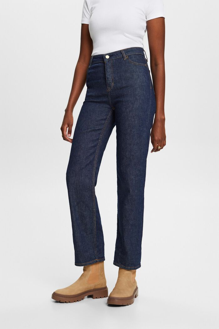 Premium jeans met rechte pijpen en hoge taille, BLUE RINSE, detail image number 2