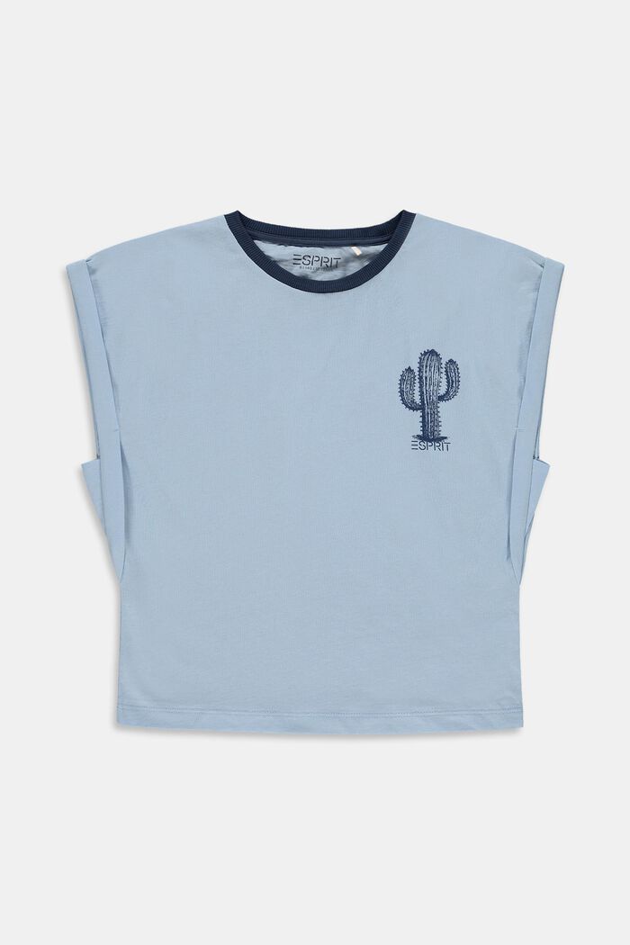 T-shirt à imprimé cactus, 100 % coton, BLUE LAVENDER, overview