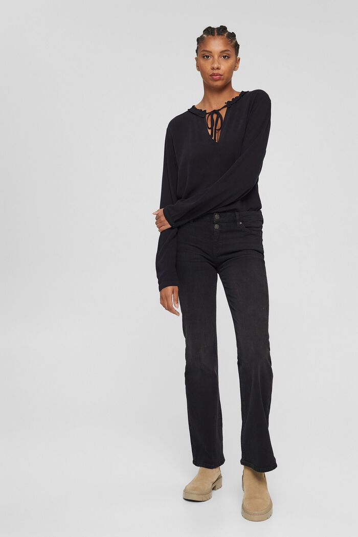 Crêpe blouse van LENZING™ ECOVERO™, BLACK, detail image number 7