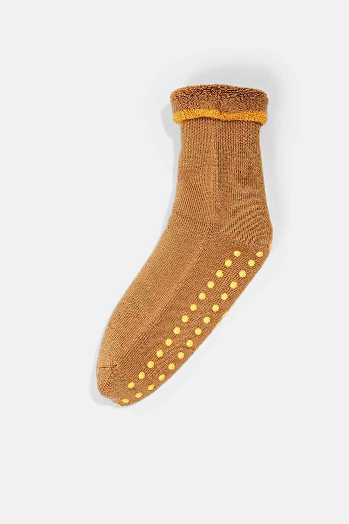 Zachte sokken met stroeve zool, wolmix, DUNE, detail image number 0