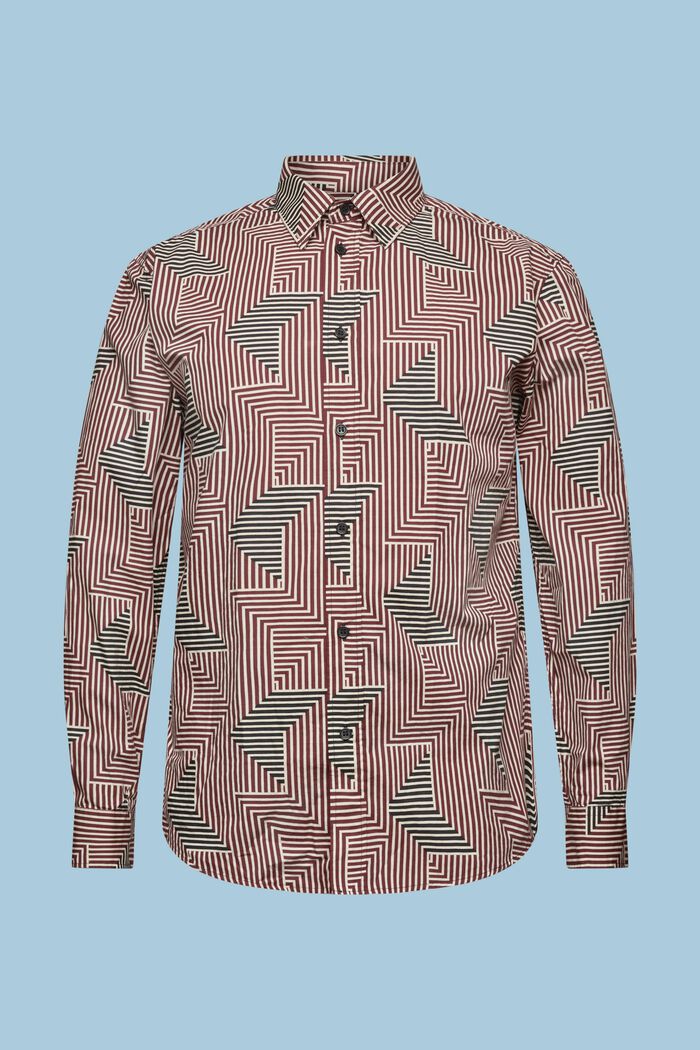 Regular fit-overhemd met geometrische print, GARNET RED, detail image number 7