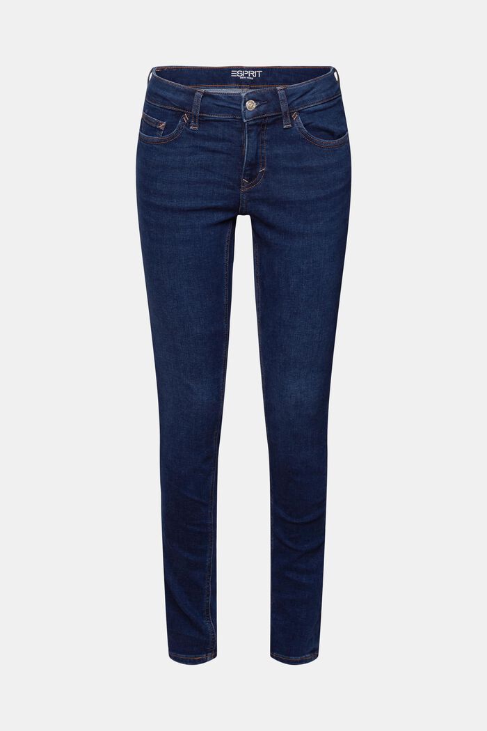 Mid rise skinny jeans, BLUE DARK WASHED, detail image number 6