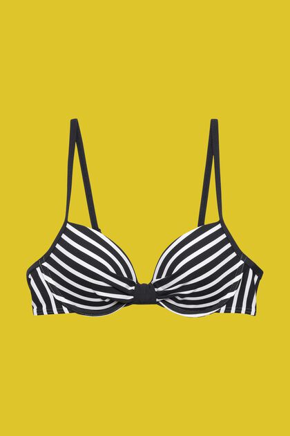 Gewatteerde bikinitop met beugels en strepen, BLACK, overview