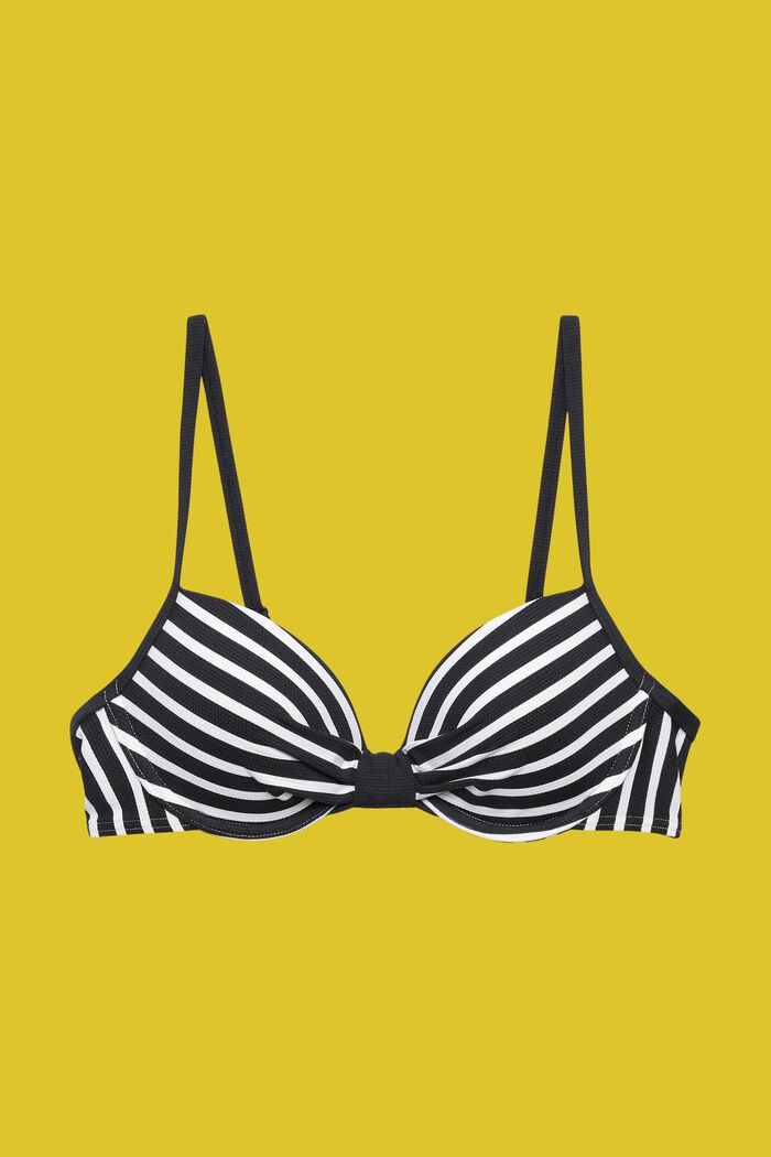 Gewatteerde bikinitop met beugels en strepen, BLACK, detail image number 4