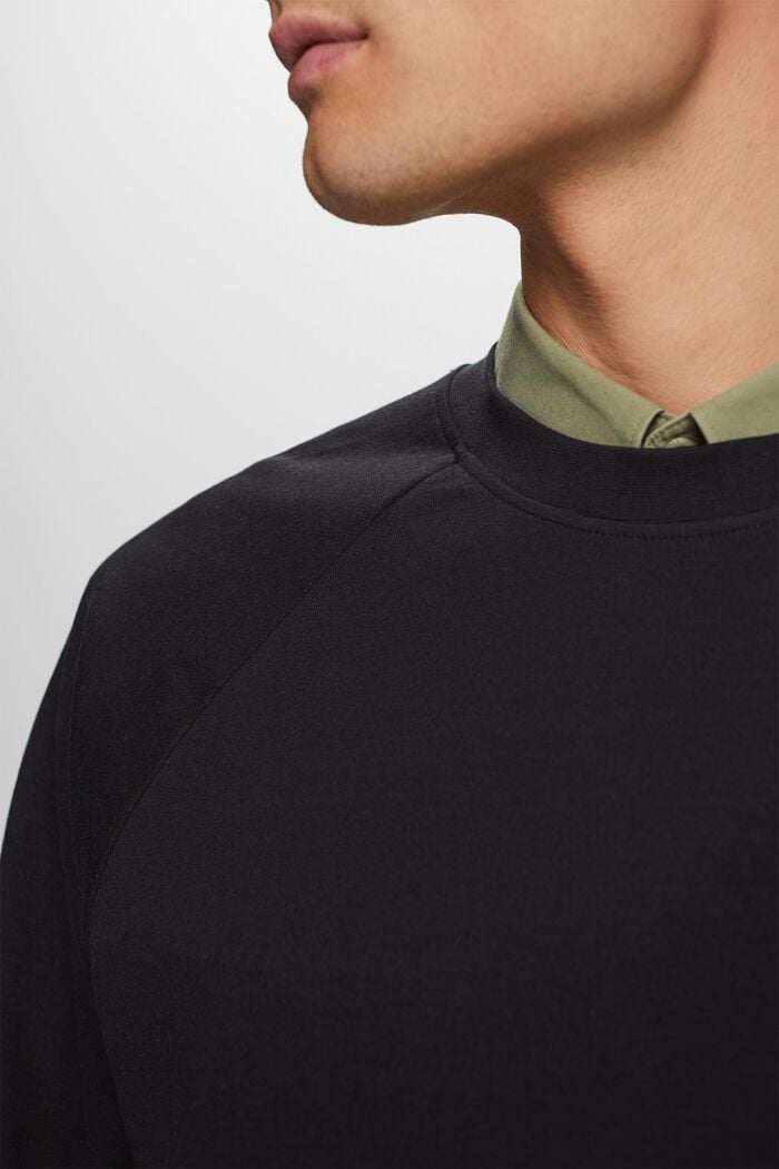 Sweat-shirt basique, en coton mélangé, BLACK, detail image number 2