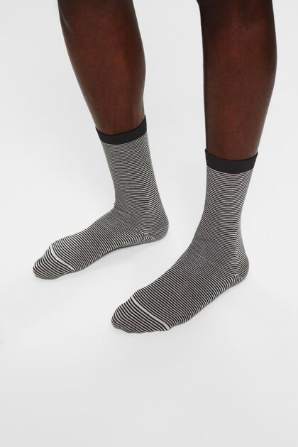Set van 2 paar gestreepte, grofgebreide sokken
