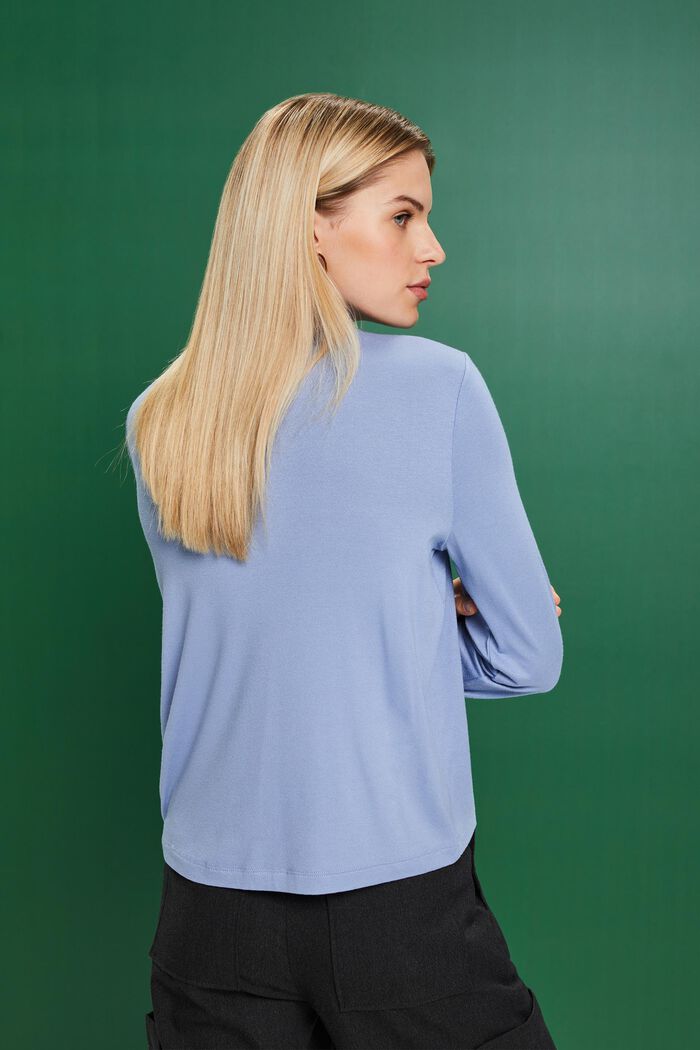 Gesmokt shirt met lange mouwen, LENZING™ ECOVERO™, BLUE LAVENDER, detail image number 4