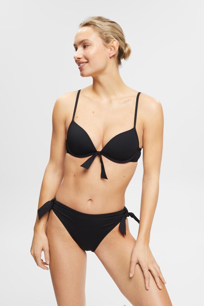 Gestructureerde bikinitop met knoopdetail, BLACK, detail image number 0