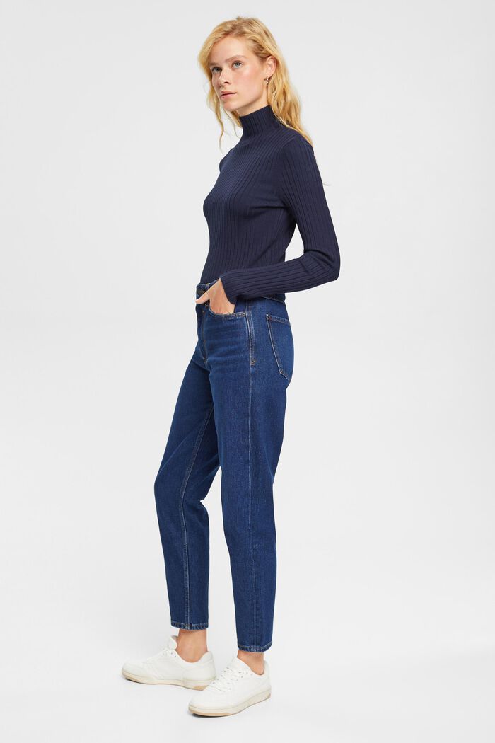 High-rise mom fit jeans, BLUE DARK WASHED, detail image number 4