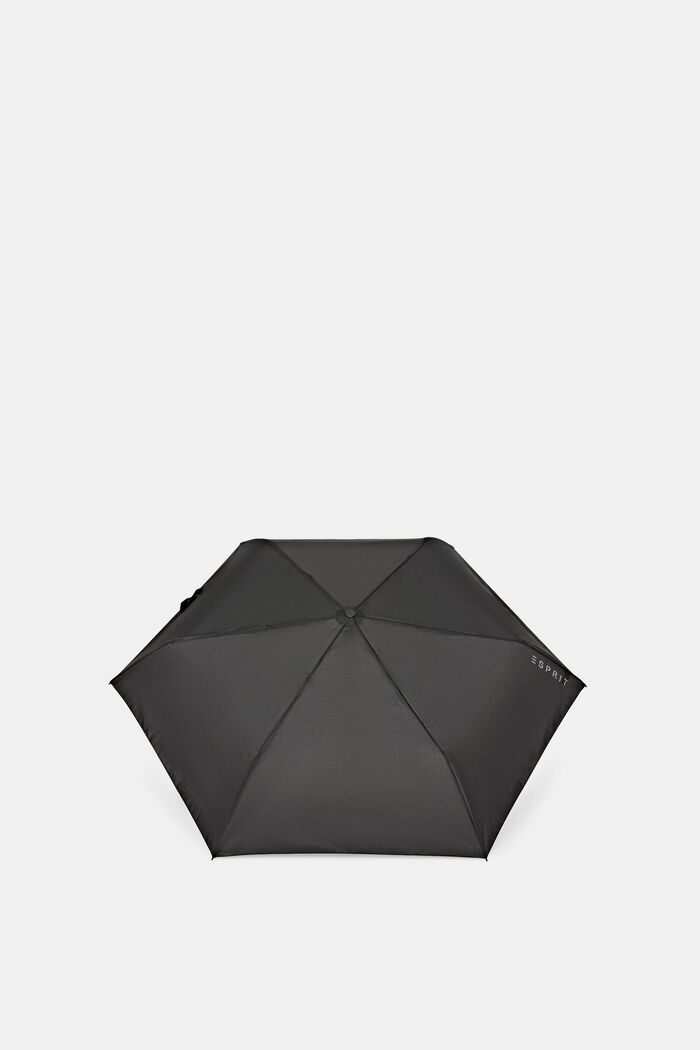 Opvouwbare, zwarte easymatic slimline paraplu, ONE COLOR, detail image number 1