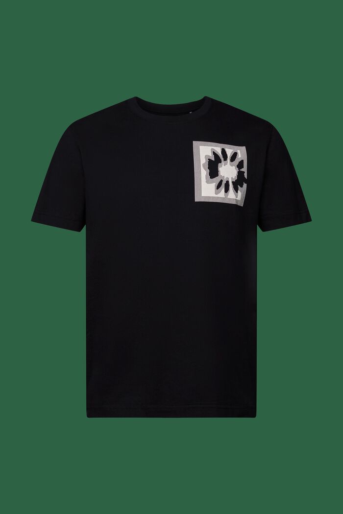 T-shirt met logo en bloemenprint, BLACK, detail image number 5