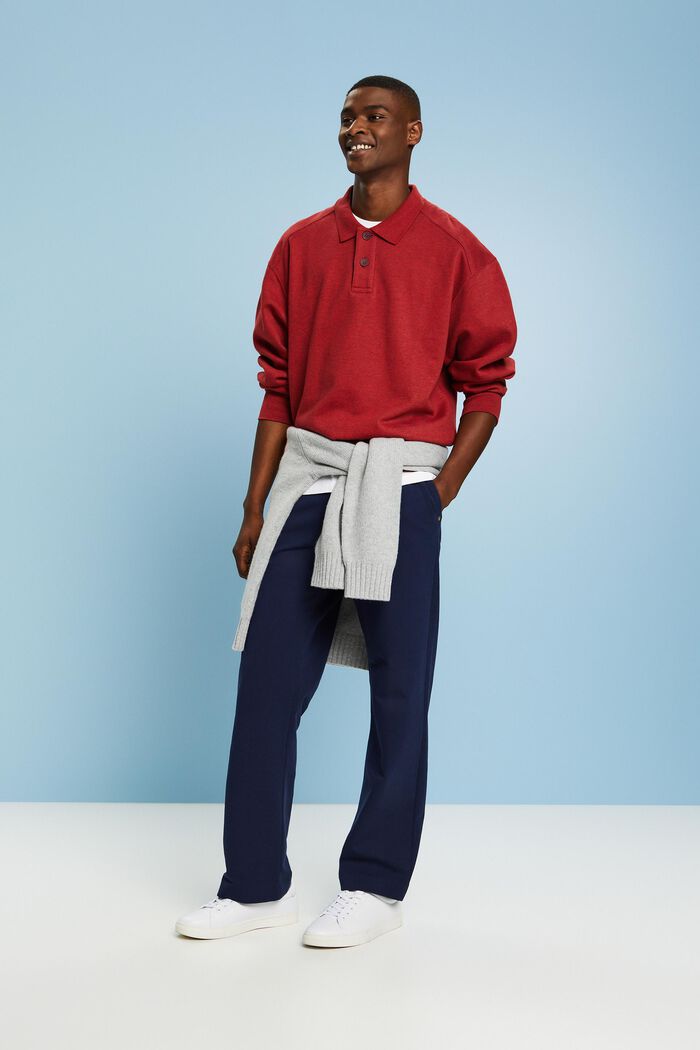 Polo-sweatshirt met lange mouwen, DARK RED, detail image number 1
