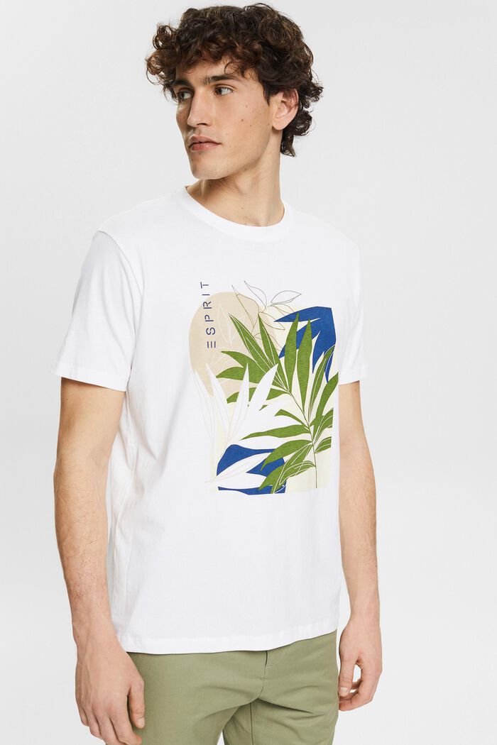 T-shirt en jersey animé d'un imprimé végétal