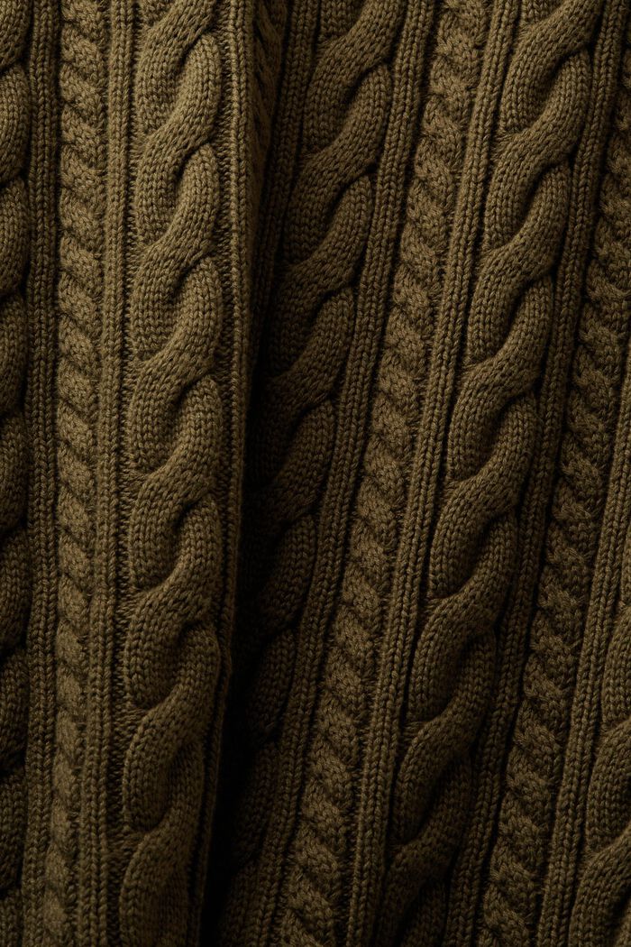 Kabelgebreid vest van organic cotton, DARK KHAKI, detail image number 5