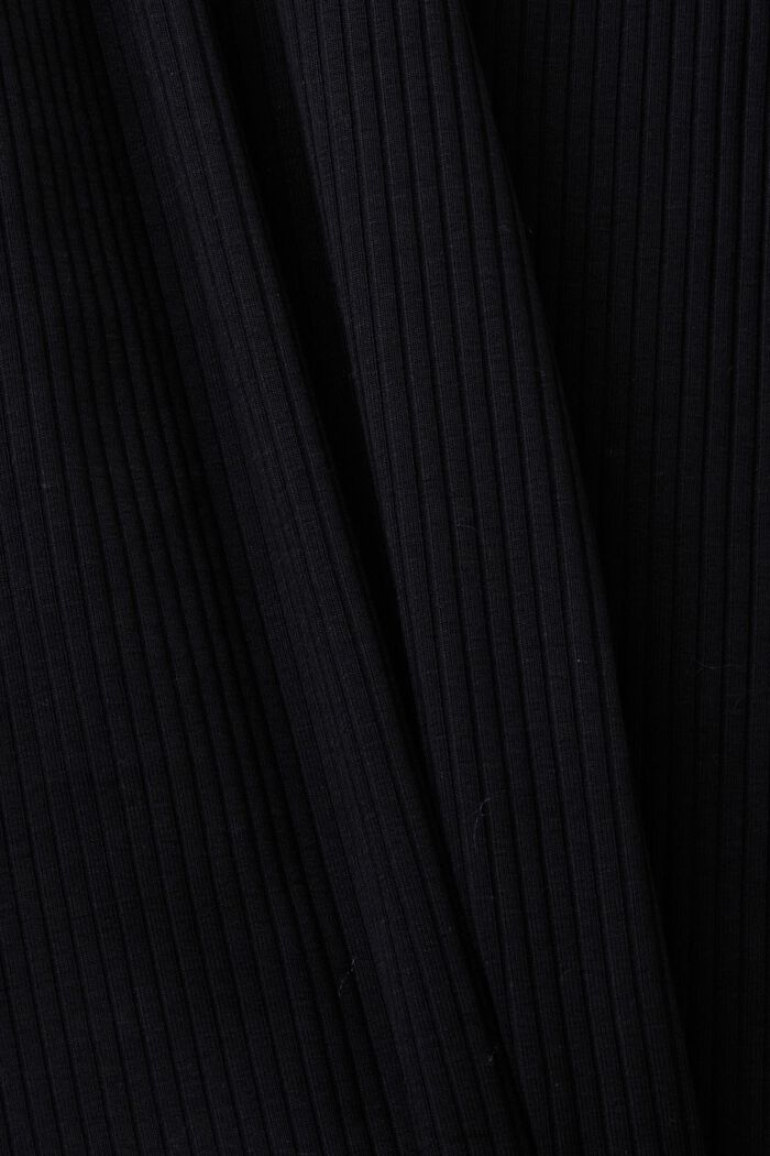 Robe côtelée longueur midi agrémentée de détails découpés au niveau des épaules, BLACK, detail image number 5