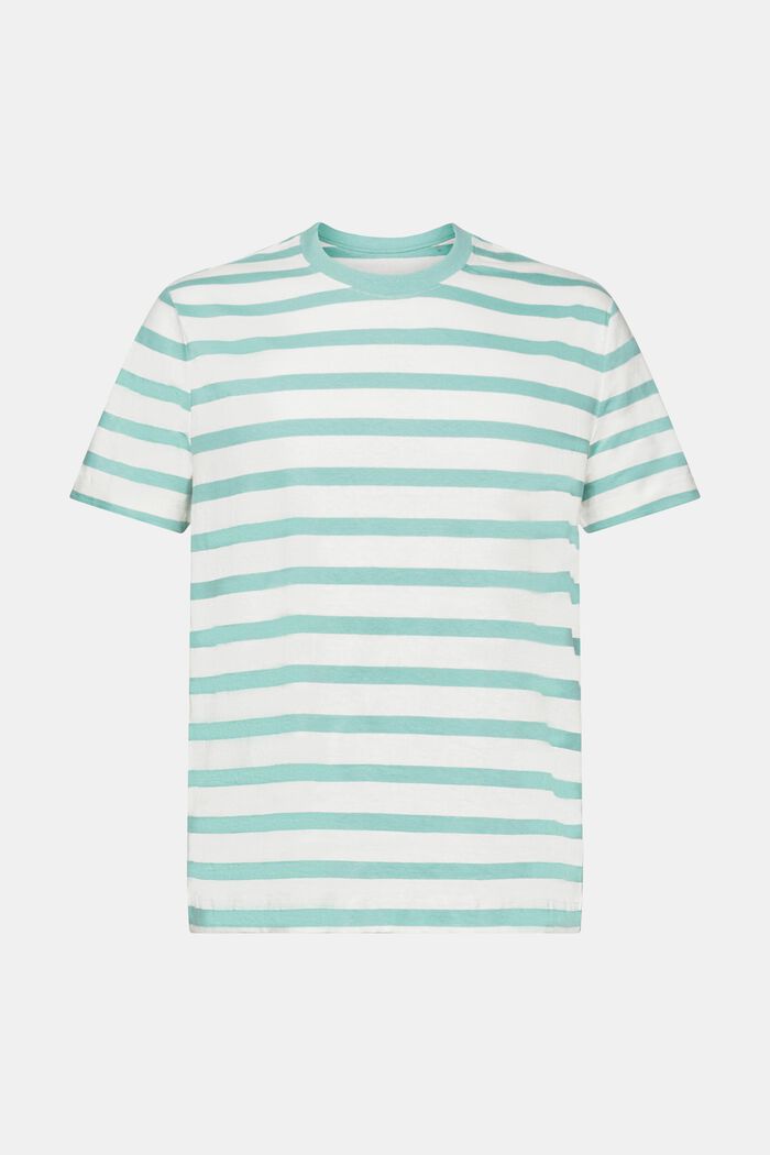 T-shirt à col ras-du-cou en coton et lin, DUSTY GREEN, detail image number 5
