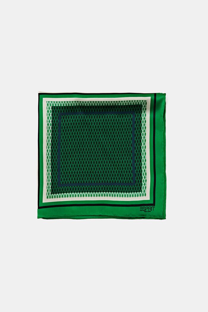 Vierkante zijden bandana met print, EMERALD GREEN, detail image number 2