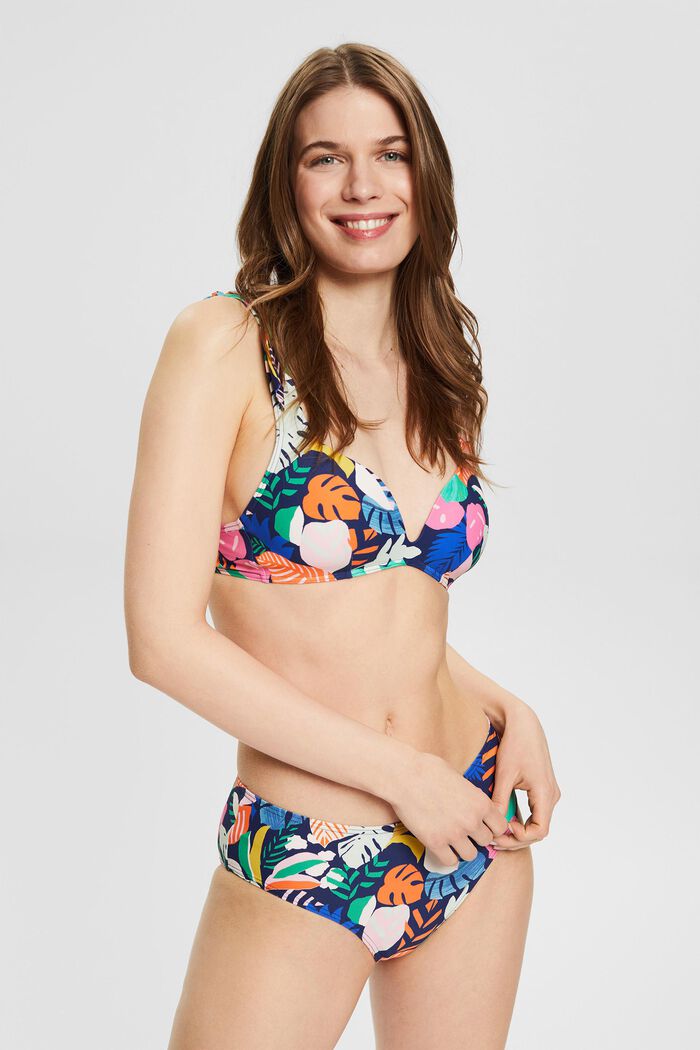 Bikinitop met kleurrijk motief en variabele bandjes, NAVY, detail image number 0