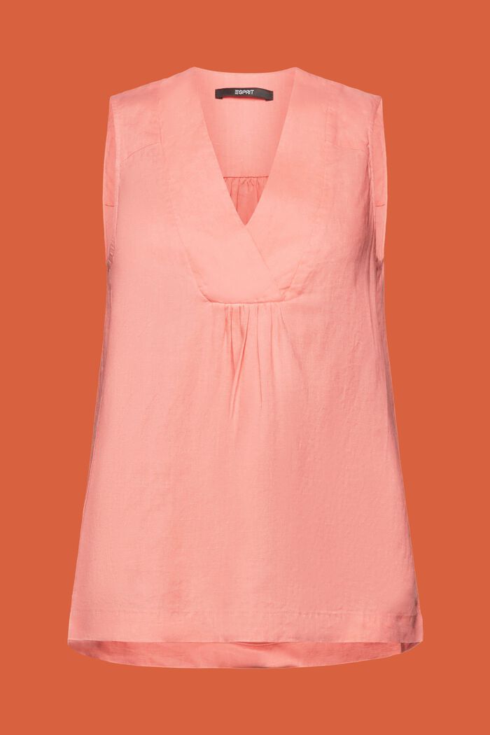 Mouwloze linnen babydoll-blouse, CORAL, detail image number 6