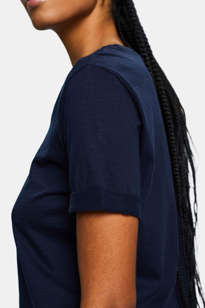 T-shirt van slubkatoen met ronde hals, NAVY, detail image number 3