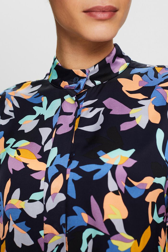 Satijnen blouse met print, NAVY, detail image number 2
