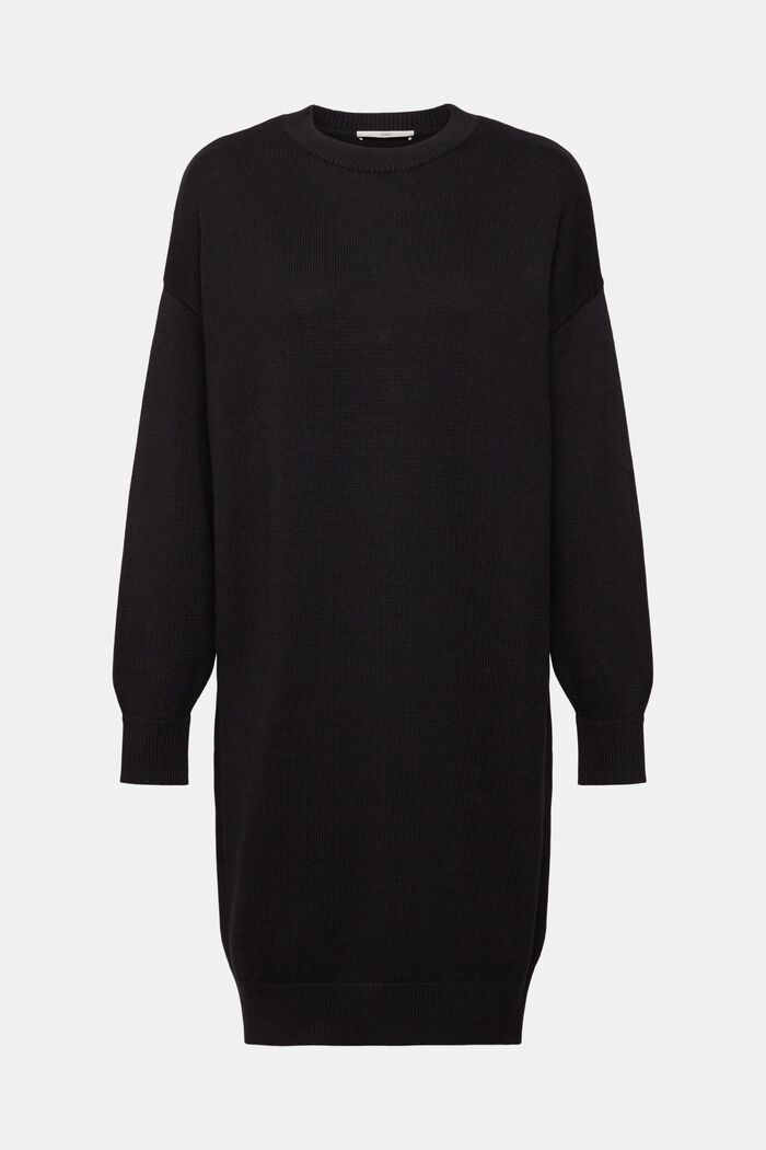 Gebreide jurk, 100% katoen, BLACK, detail image number 6