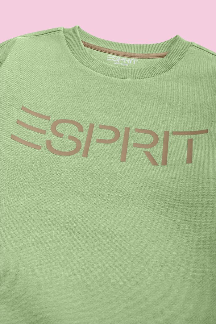 Sweatshirt met logo en ronde hals, LIGHT GREEN, detail image number 1