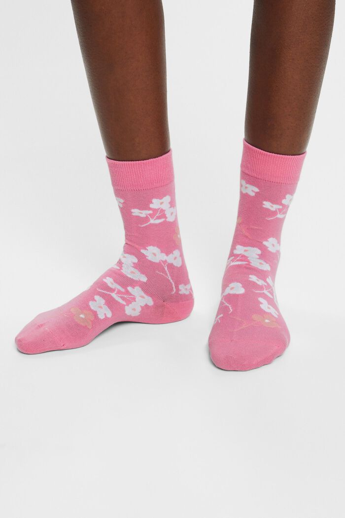 Set van 2 paar grofgebreide sokken met print, ROSE/PINK, detail image number 2