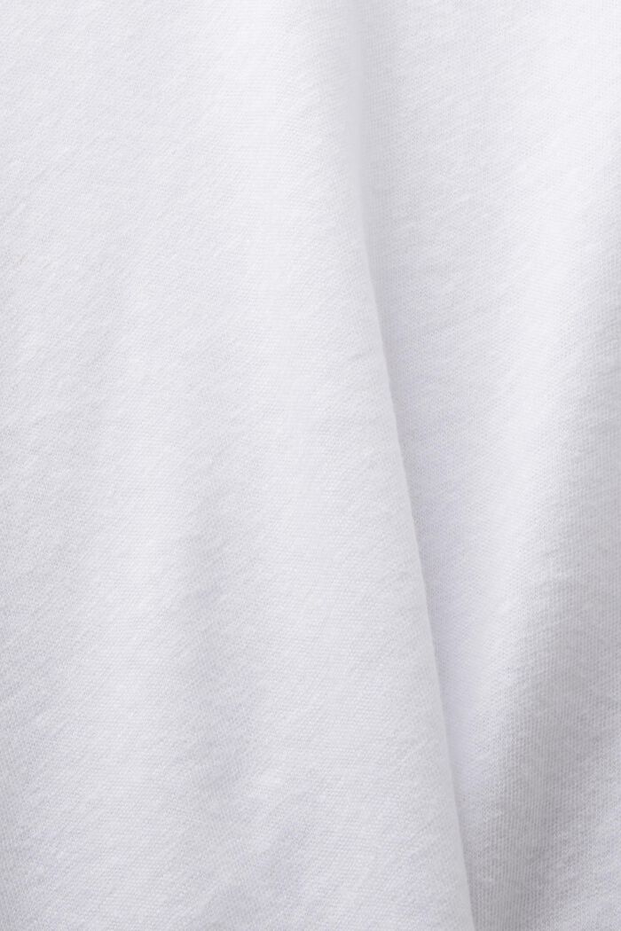 T-shirt van katoenlinnen met V-hals, WHITE, detail image number 4