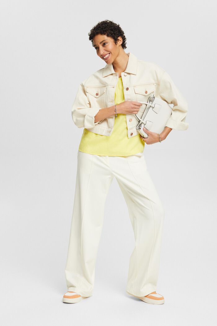 Mouwloze, gesmokte blouse, PASTEL YELLOW, detail image number 1