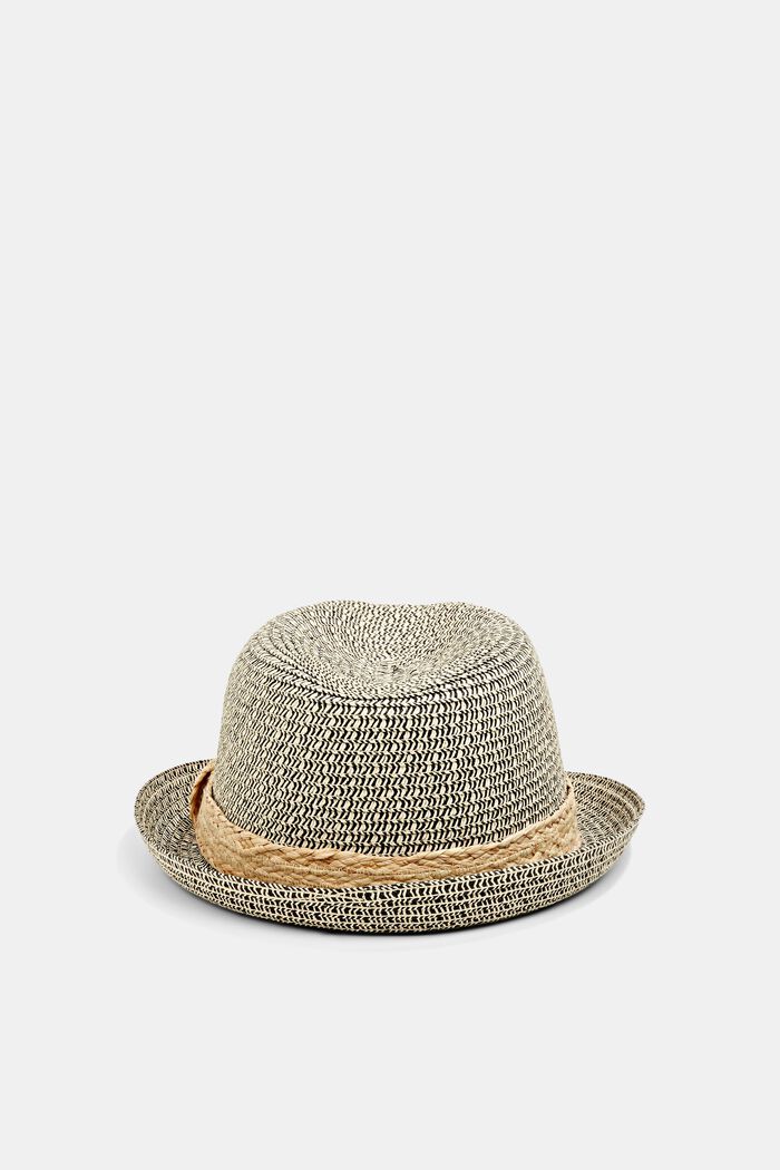 Gemêleerde trilby-hoed met band van stro