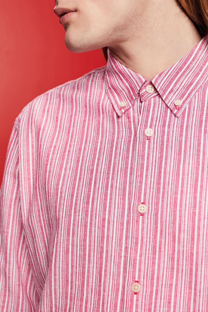 Gestreept shirt met linnen, DARK PINK, detail image number 2
