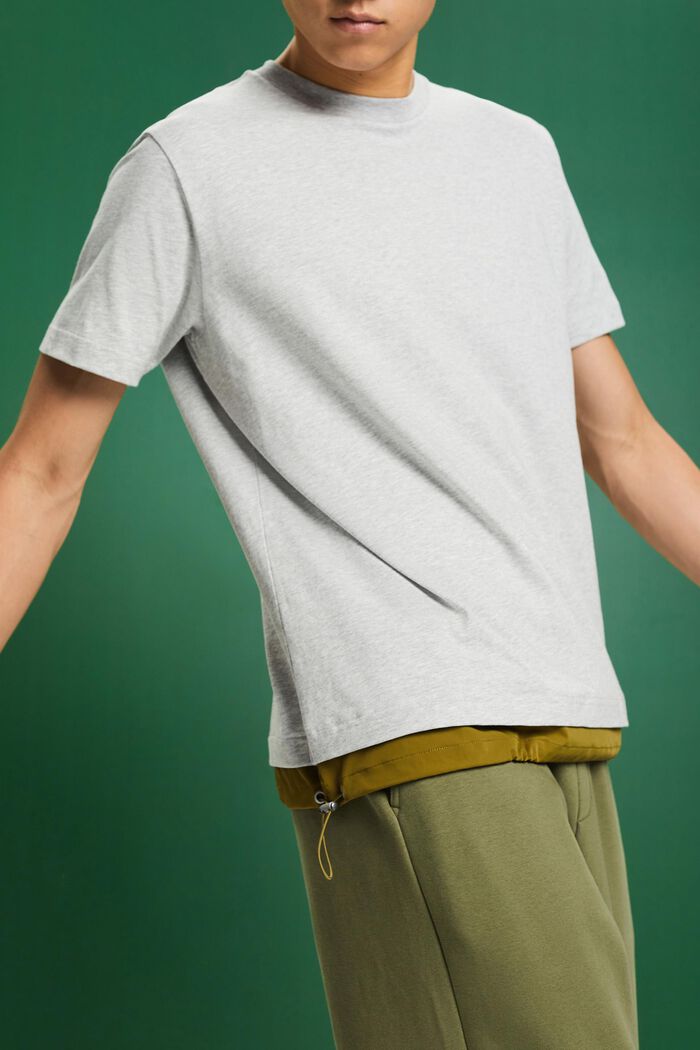 T-shirt van katoen-jersey met tunnelkoord, LIGHT GREY, detail image number 1