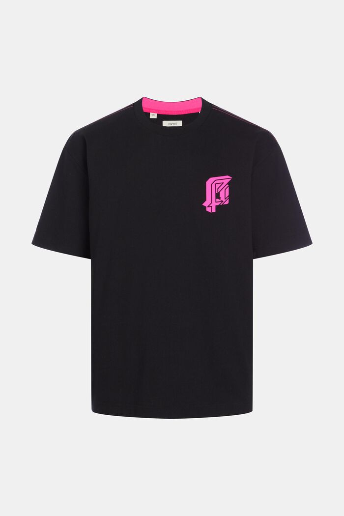 T-shirt de coupe Relaxed Fit à imprimé fluo, BLACK, overview