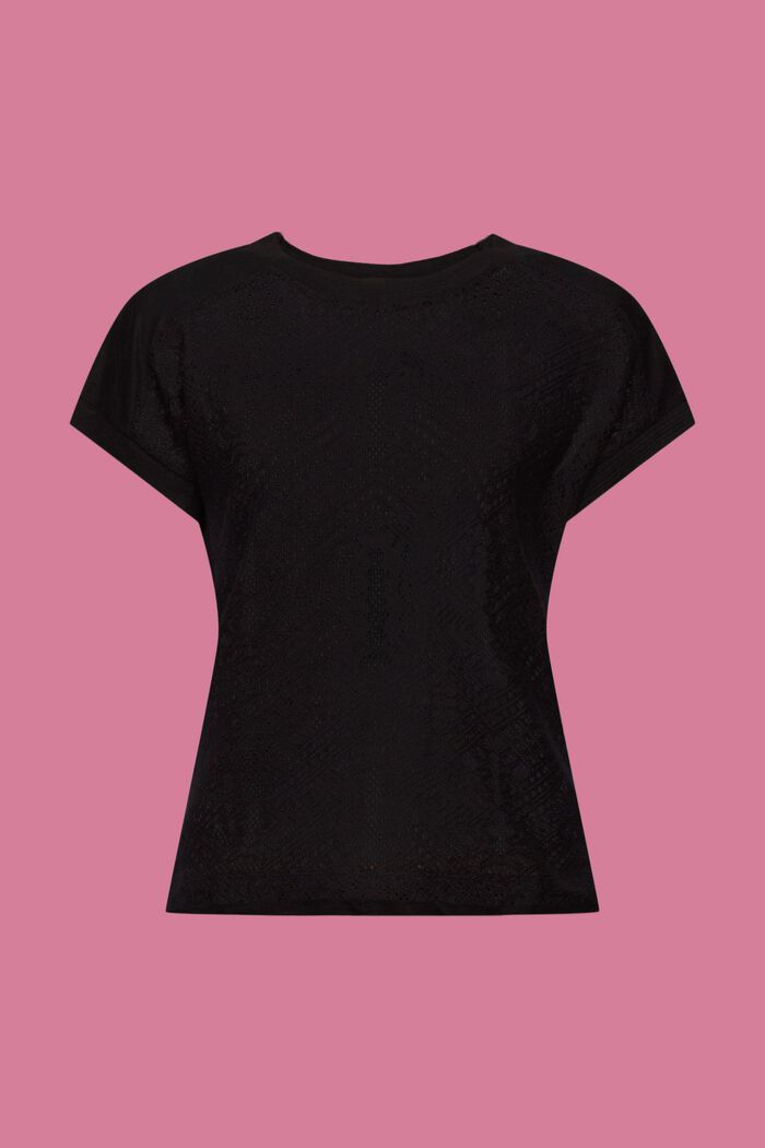 T-shirt crocheté sur le devant, BLACK, detail image number 5