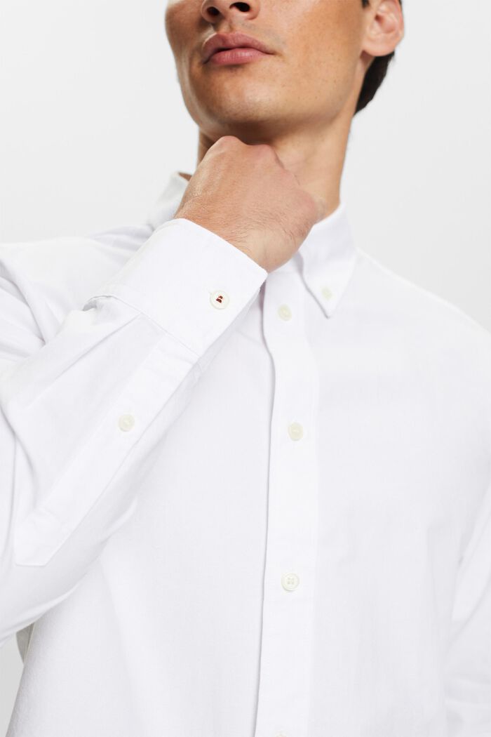 Buttondown-overhemd van katoen-popeline, WHITE, detail image number 3