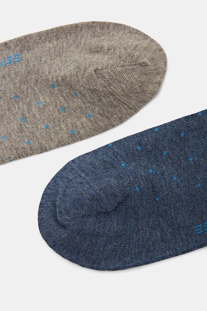2 paar grofgebreide sokken met stippen, NEW GREY/BLUE, detail image number 2