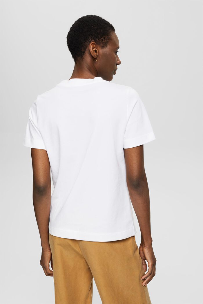 T-shirt met geborduurde tekst, biologisch katoen, WHITE, detail image number 3