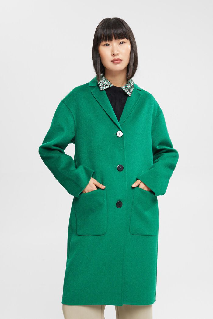 Manteau à teneur en laine, EMERALD GREEN, detail image number 1