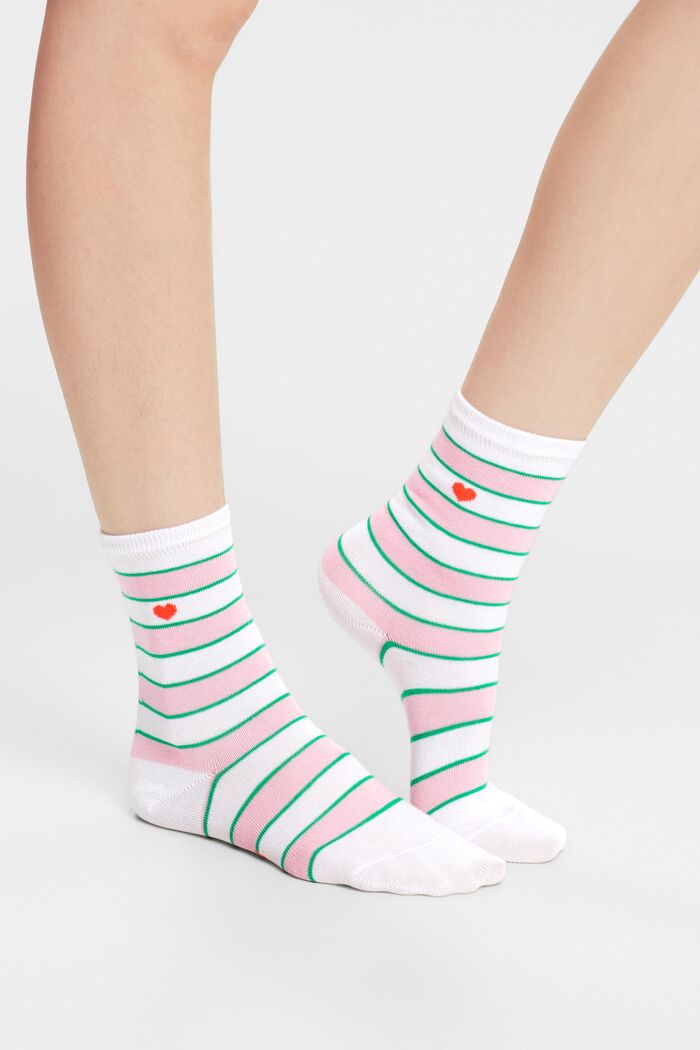 2 paar gestreepte sokken, OFF WHITE, detail image number 1